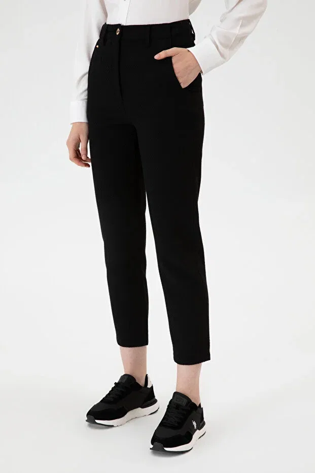 Женские брюки из ткани с высокой талией U.S. Polo Assn., Black — фото 2