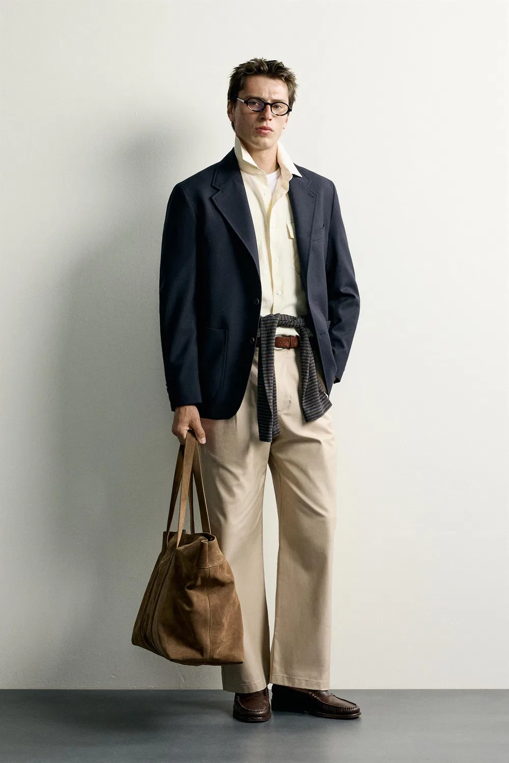 Блейзер свободного кроя, 100% шерсть. ZARA, Dark navy