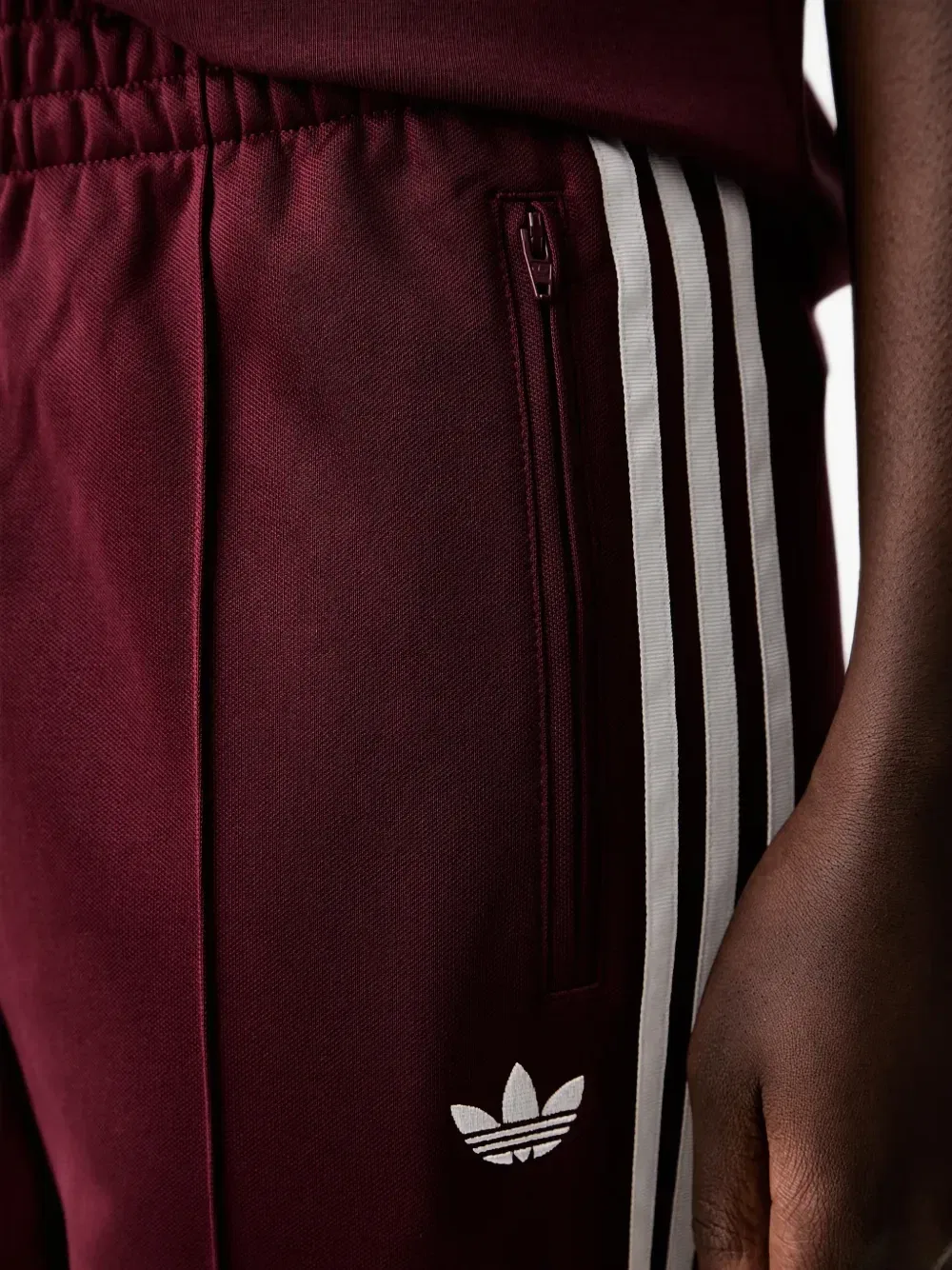 Брюки спортивные с кружевной накладкой adidas, красный — фото 4