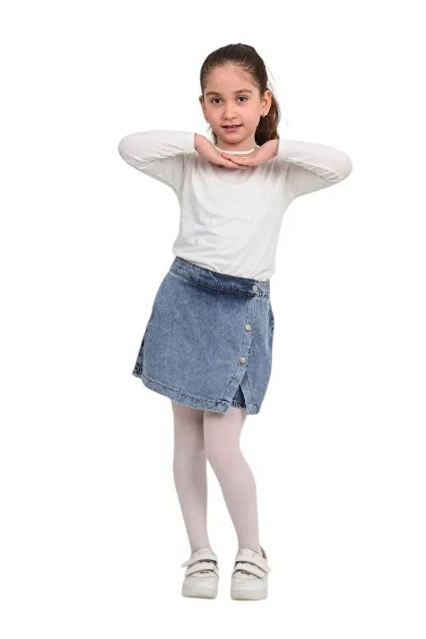 Детские шорты для девочек джинсовые на резинке Erdem Kids, Light Blue — фото 2