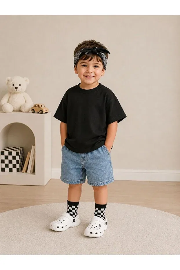 Детские шорты для девочек джинсовые с широкой штаниной Laciel paris balloon denim shorts Szzkids, Blue
