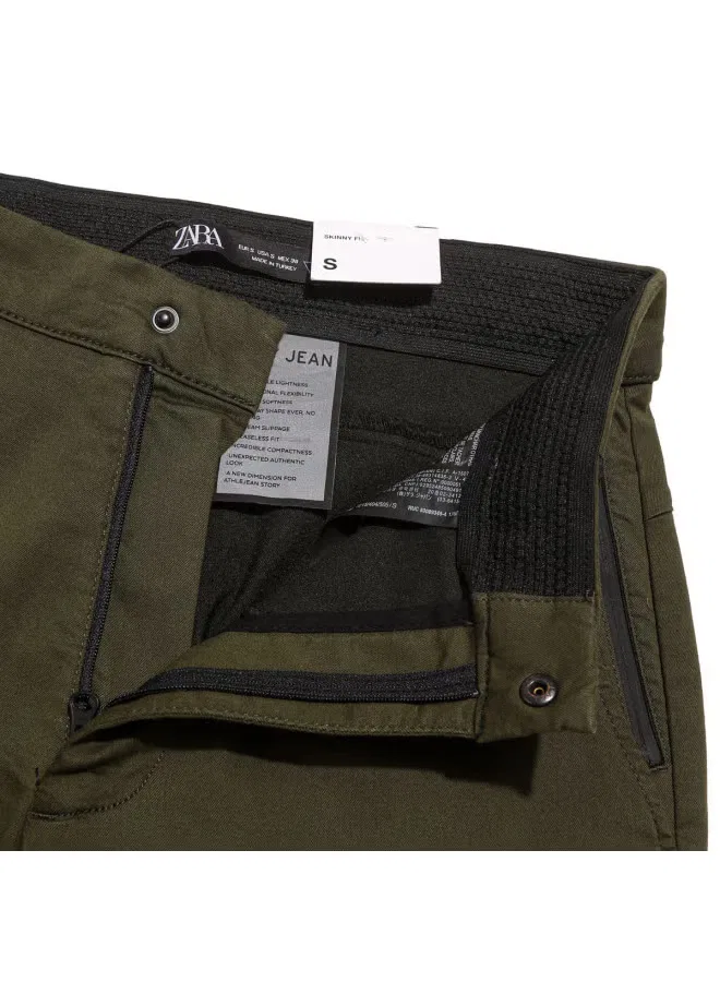 Брюки повседневные универсальные Zara, темно-зеленый — фото 4