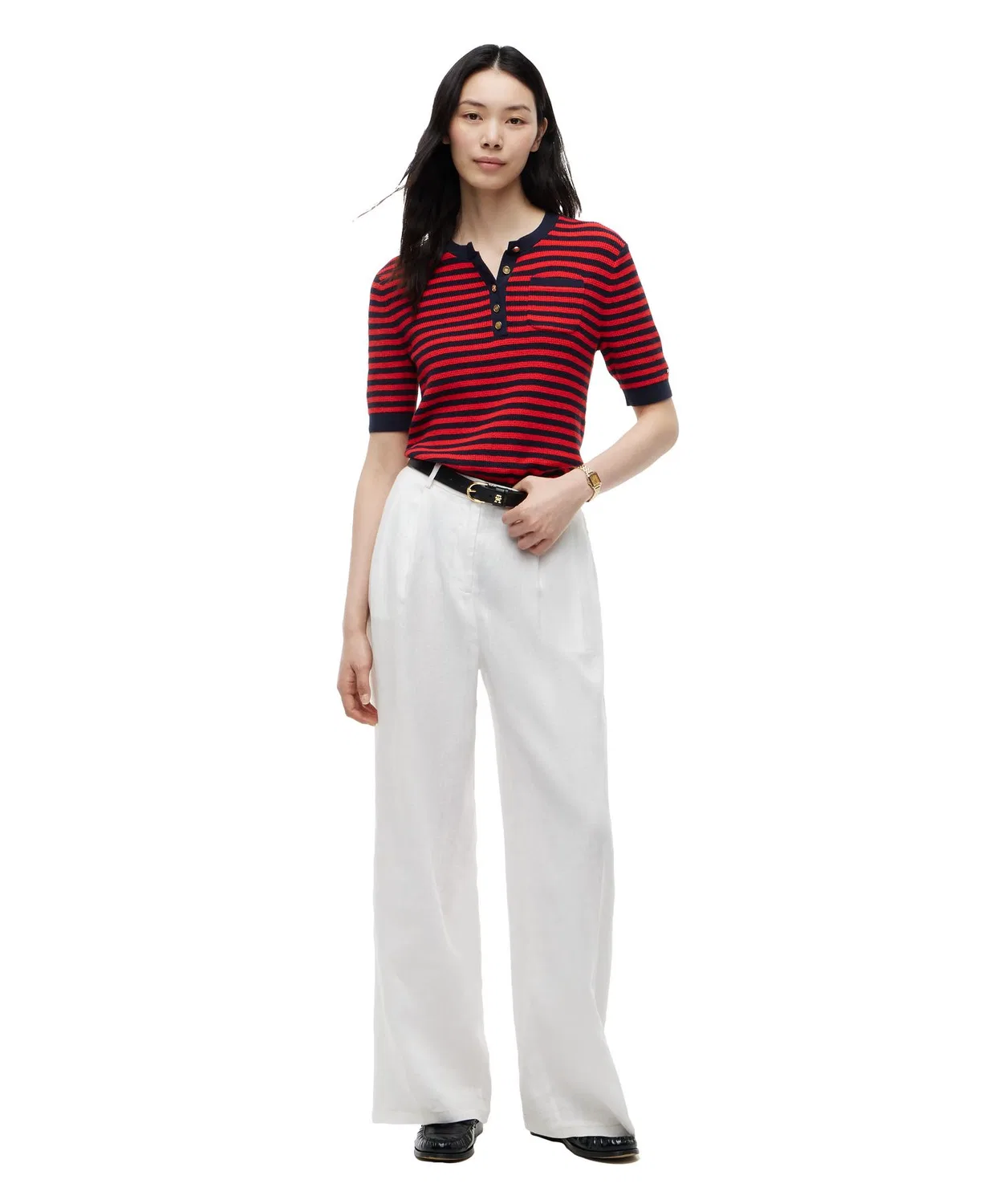 Женский топ-поло с коротким рукавом Gold Button Short Sleeve TOMMY HILFIGER, Multi — фото 2