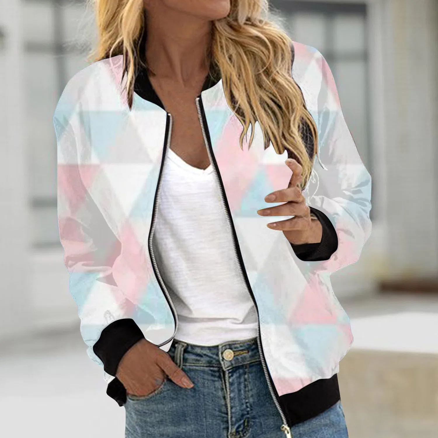 Женская куртка-бомбер с принтом, модель Pilot Jacket College, d — фото 2