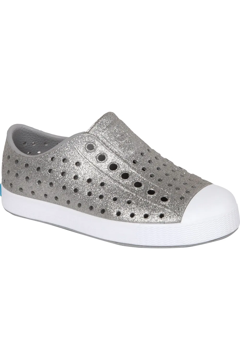 Детские кеды на плоской подошве Jefferson Bling Slip-On Native Shoes, Platinum Bling/Shell White