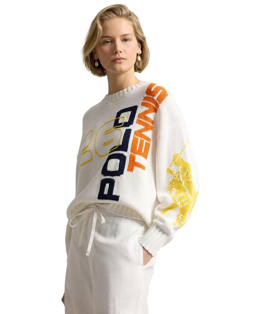 Свитер с принтом из хлопка, модель US Open Graphic Logo Polo Ralph Lauren, Nevis Multi