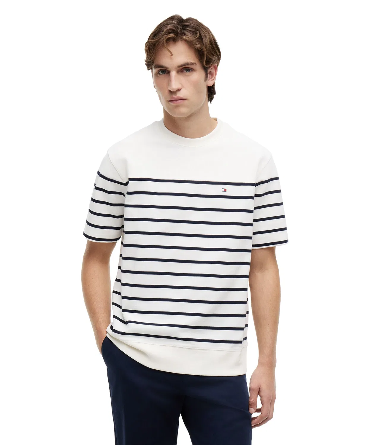 Мужская футболка с длинным рукавом хлопковая, с принтом TOMMY HILFIGER, Off White