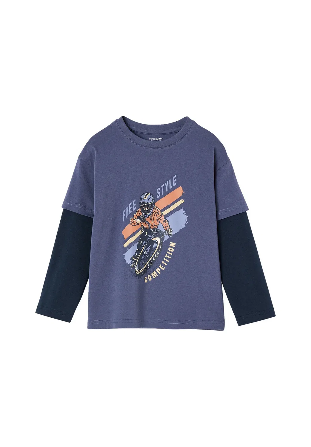 Рубашка Jungen 2-в-1-langarm - топ с длинными рукавами Vertbaudet, Blau