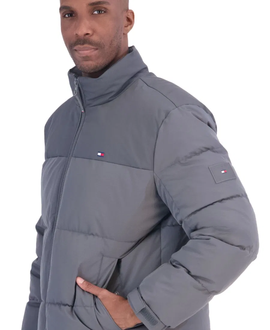 Мужская куртка-пуховик с капюшоном, утепленная, Oversized quilt channels Tommy Hilfiger, Charcoal — фото 3