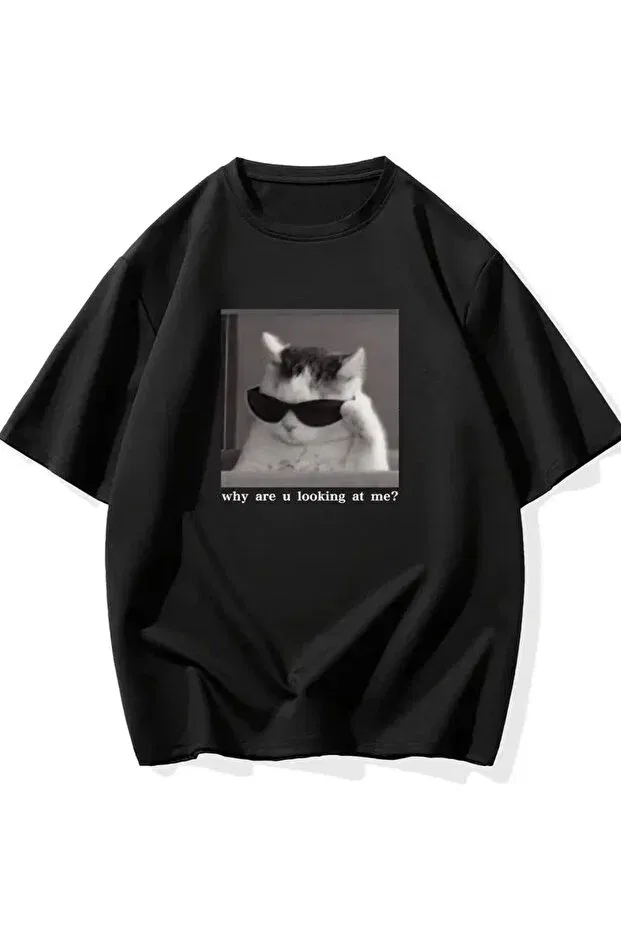 Мужская футболка с принтом Funny Cat Printed Short-Sleeve Vexor, Black — фото 4