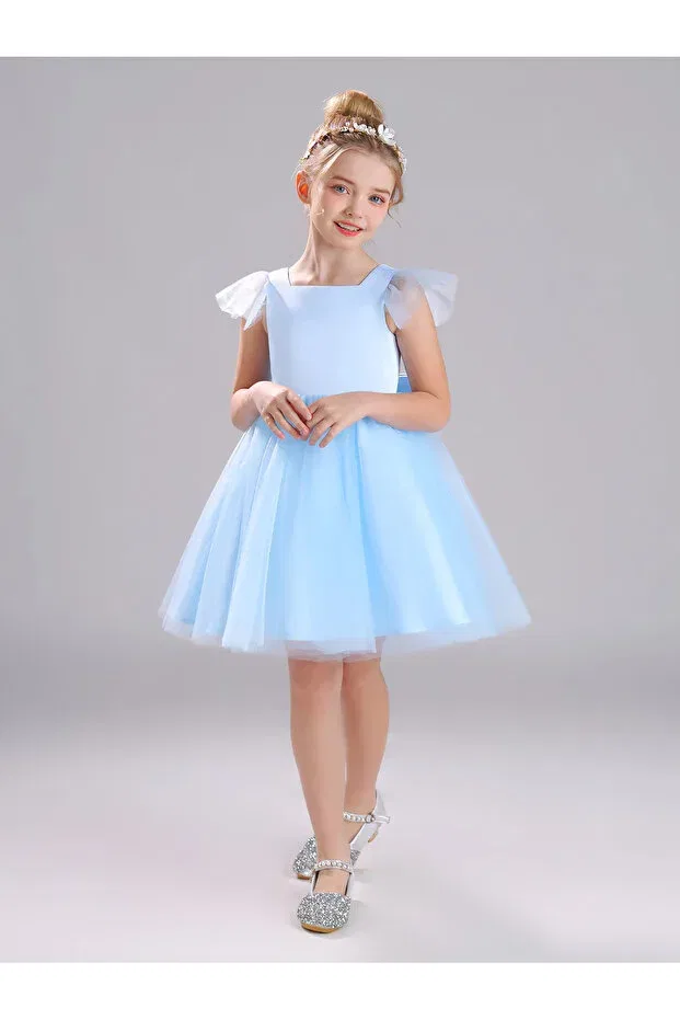 Детское платье для девочек с коротким рукавом eliz Madyabutik, Blue — фото 4