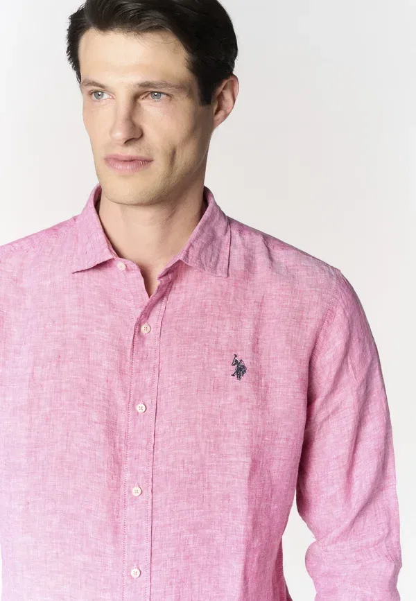 Рубашка льняная U.S. Polo Assn. Rosa, розовый — фото 4
