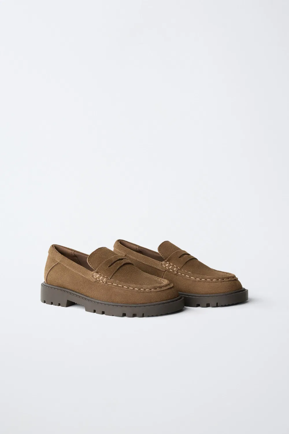 КОЖАНЫЕ ЛОФЕРЫ ZARA, Brown — фото 2