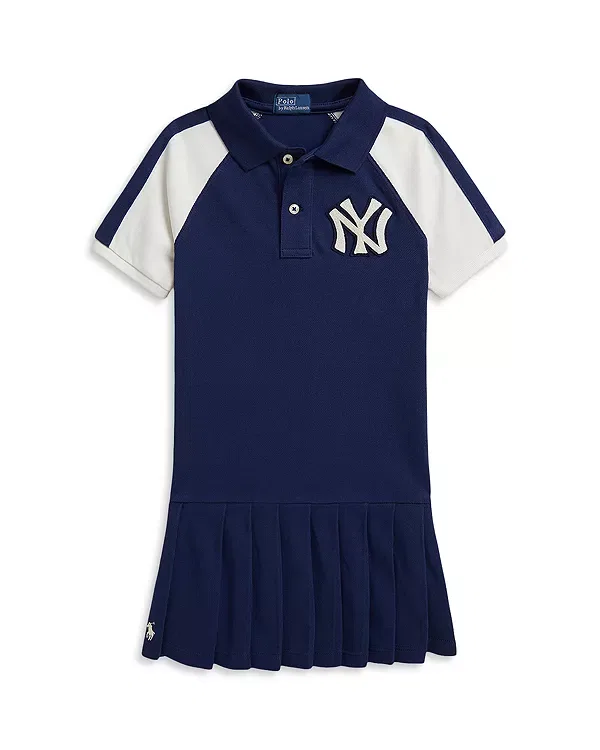 Детское платье-поло для девочек с принтом Yankees Ralph Lauren, Blue Multi