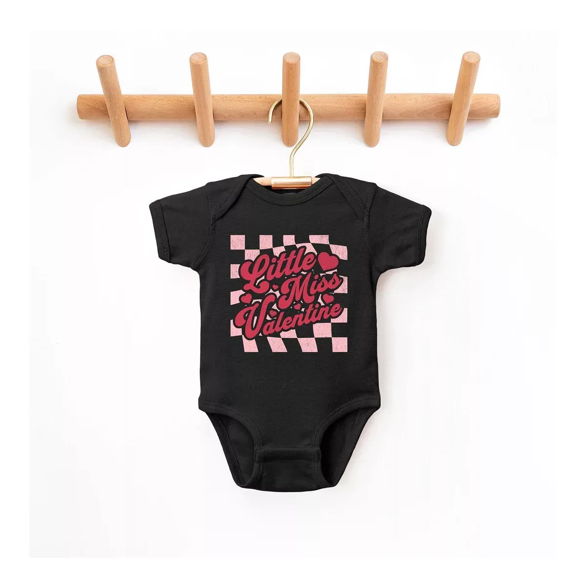 Детский боди с коротким рукавом Checkered Little Miss Valentine The Juniper Shop, Black