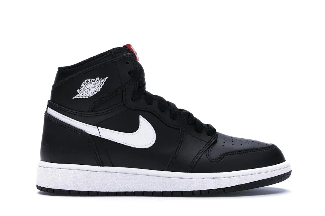 Детские кроссовки для мальчиков кожаные Jordan 1 Retro Jordan, Black/Black-University Red-White