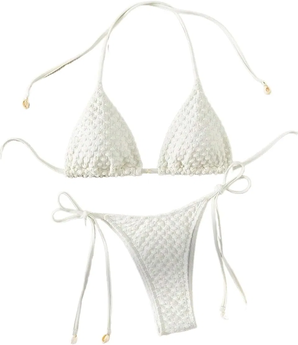 Женский бикини-комплект с высокой талией Halter Tie Back, Beige