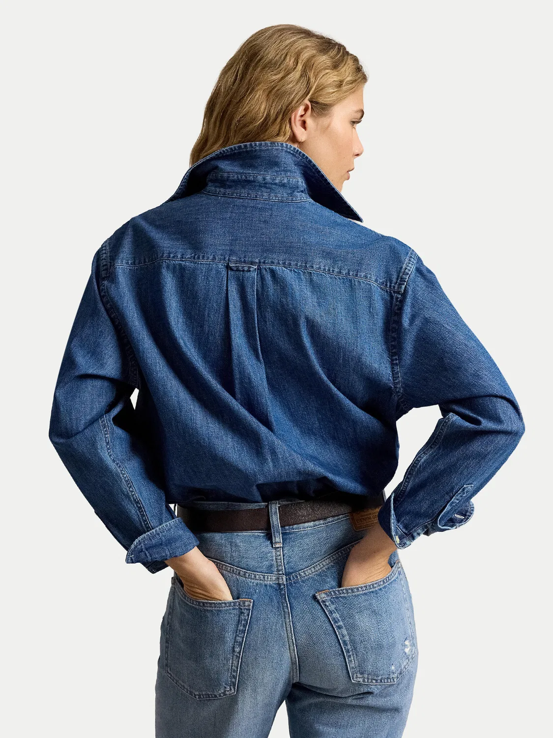 Женская джинсовая рубашка стандартного кроя Polo Ralph Lauren, синий — фото 3
