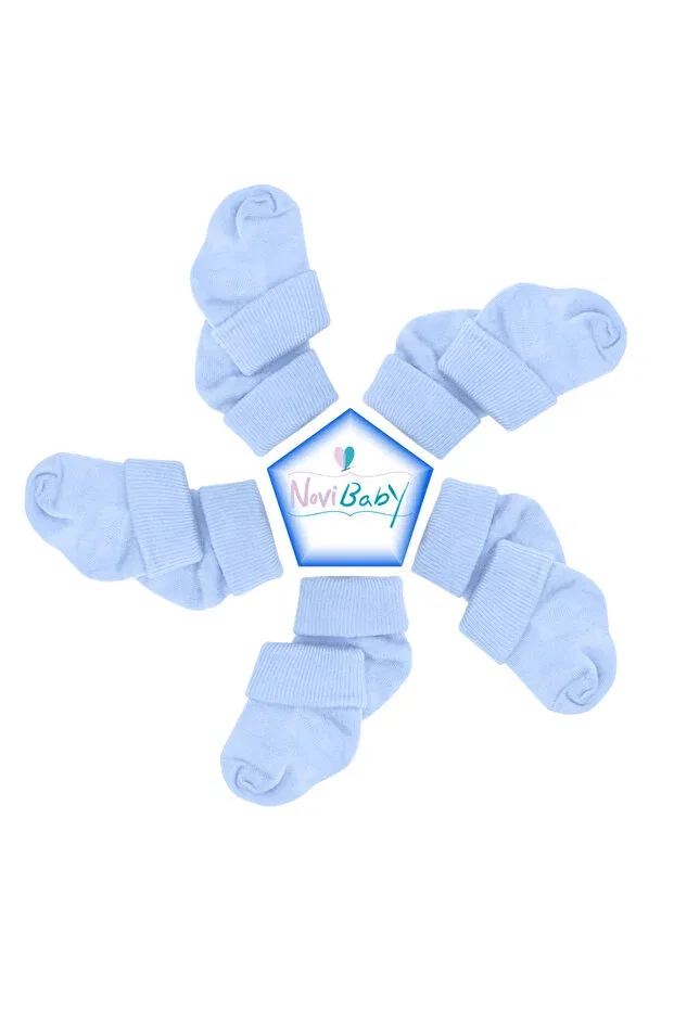 Детские носки для новорожденных хлопковые набор 5 шт Basics Novibaby, Dusty Blue — фото 3