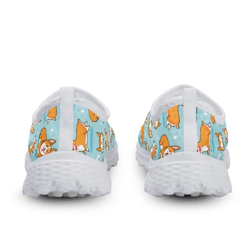 Детские кроссовки для девочек с принтом Cute Corgi Dog Women's Sports Sneakers Leopards Modern Painting Slip-On Sneakers Cartoon Nurse Training Shoes, Carino Cane Corgi Cartoon Garronmavis — фото 4