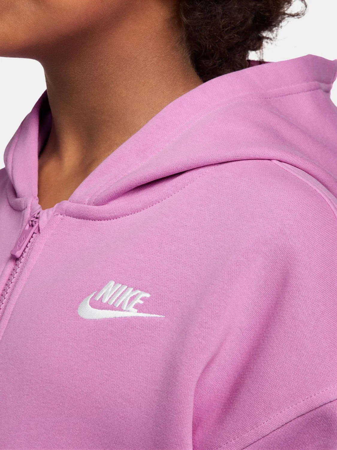 Толстовка оверсайз Nike College Club Fleece, Magenta Pink — фото 3