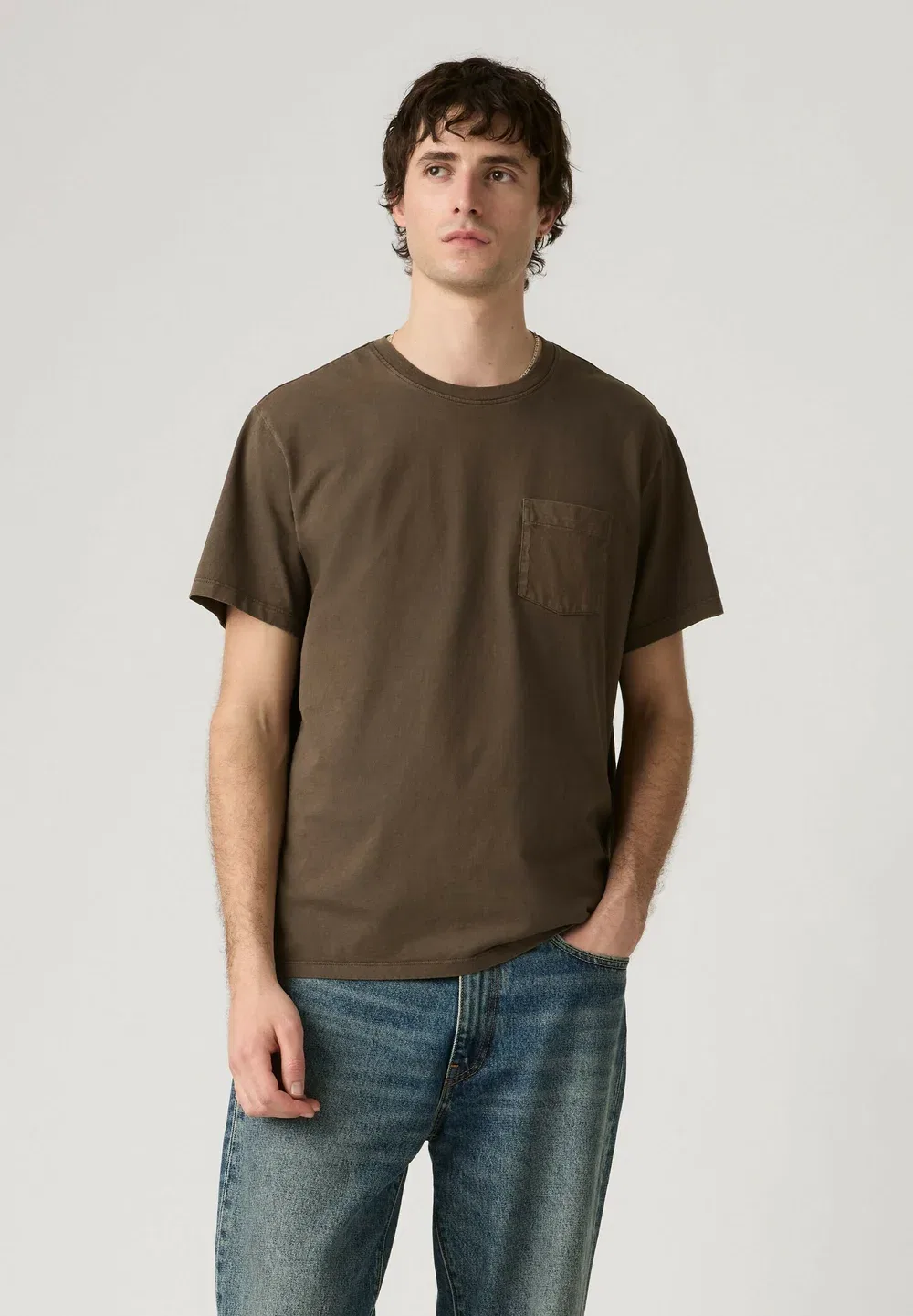 Свободная футболка с карманом - базовая футболка Levi'S, Garment Dye Deep Dep - Browns -