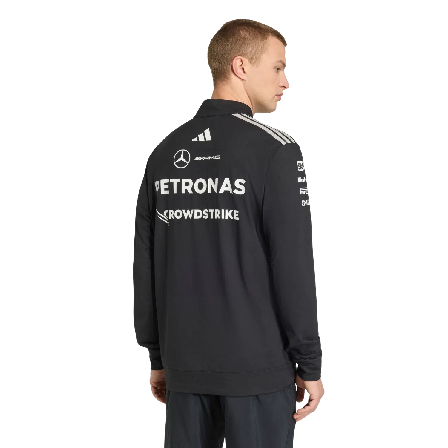 Мужской лонгслив с четверть-застежкой Adidas, черный — фото 3