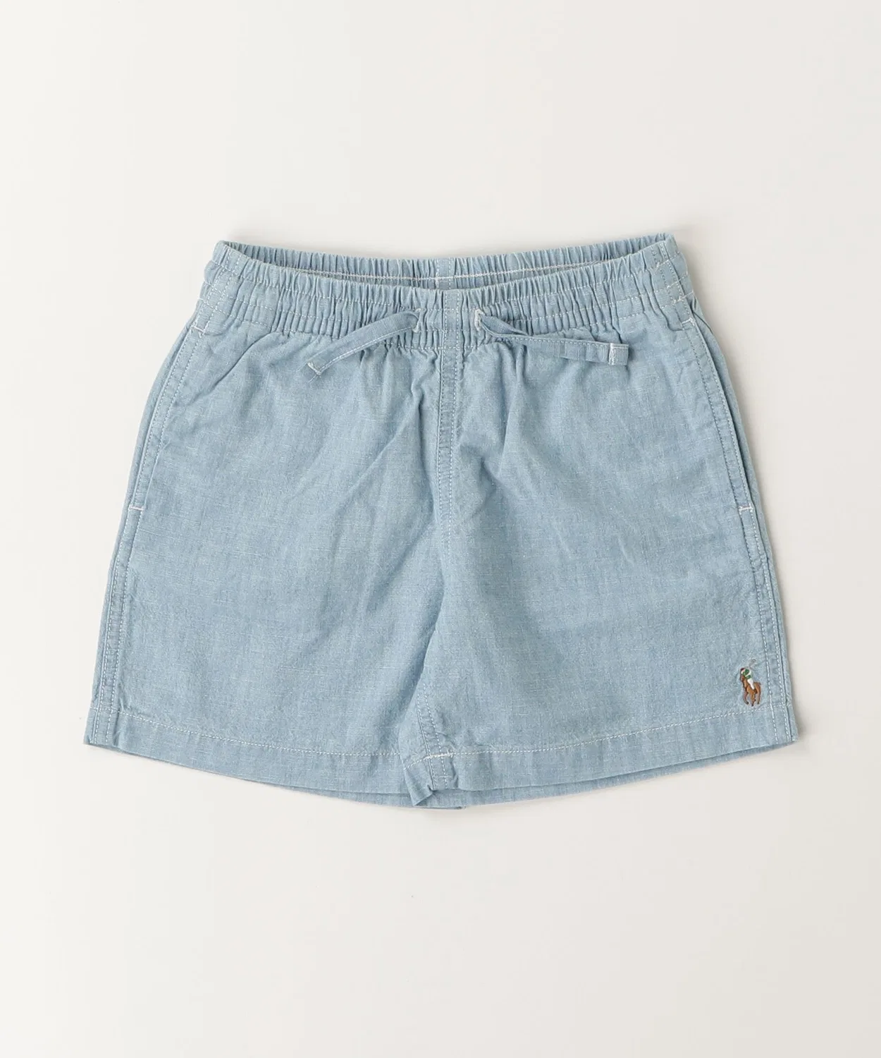POLO RALPH LAUREN CHILDRENSWEAR Детские шорты оверсайз из хлопкового шамбре с вышивкой пони Polo Ralph Lauren, Синий — фото 3