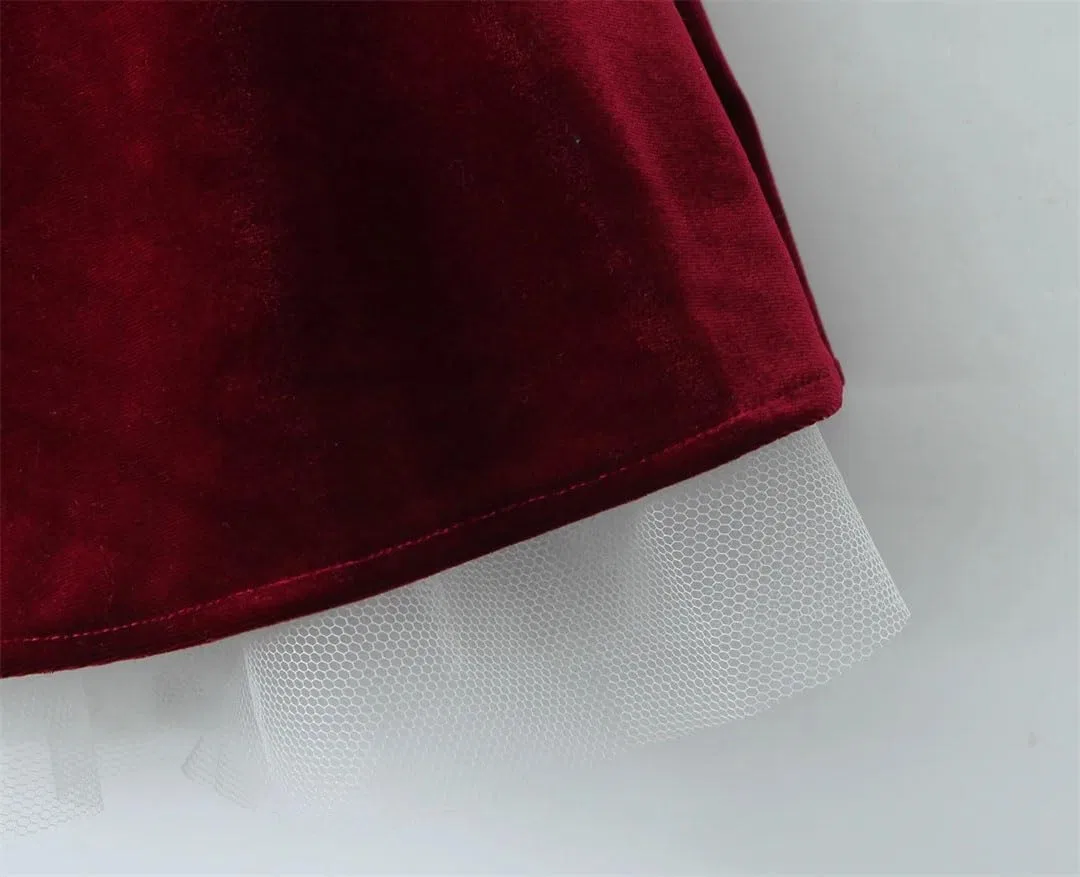 Женское мини-платье с корсетом и кружевом Generic, Burgundy — фото 4