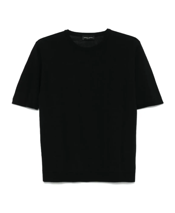 

Классическая черная футболка girocollo ss25 Roberto Collina, черный