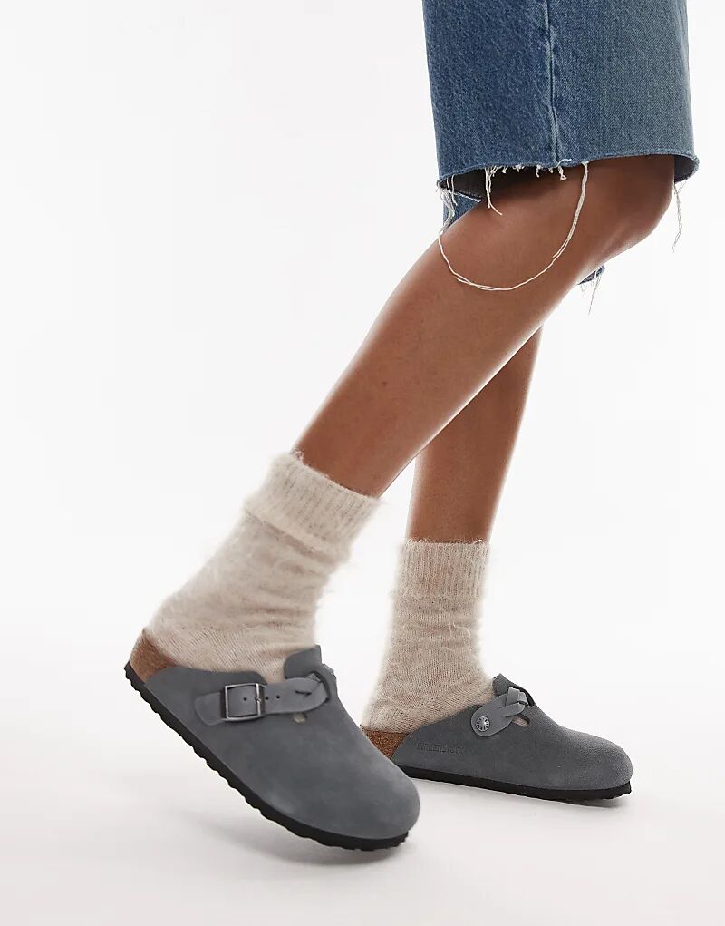 Плетеные босоножки Birkenstock из замши цвета серого базальта — фото 3