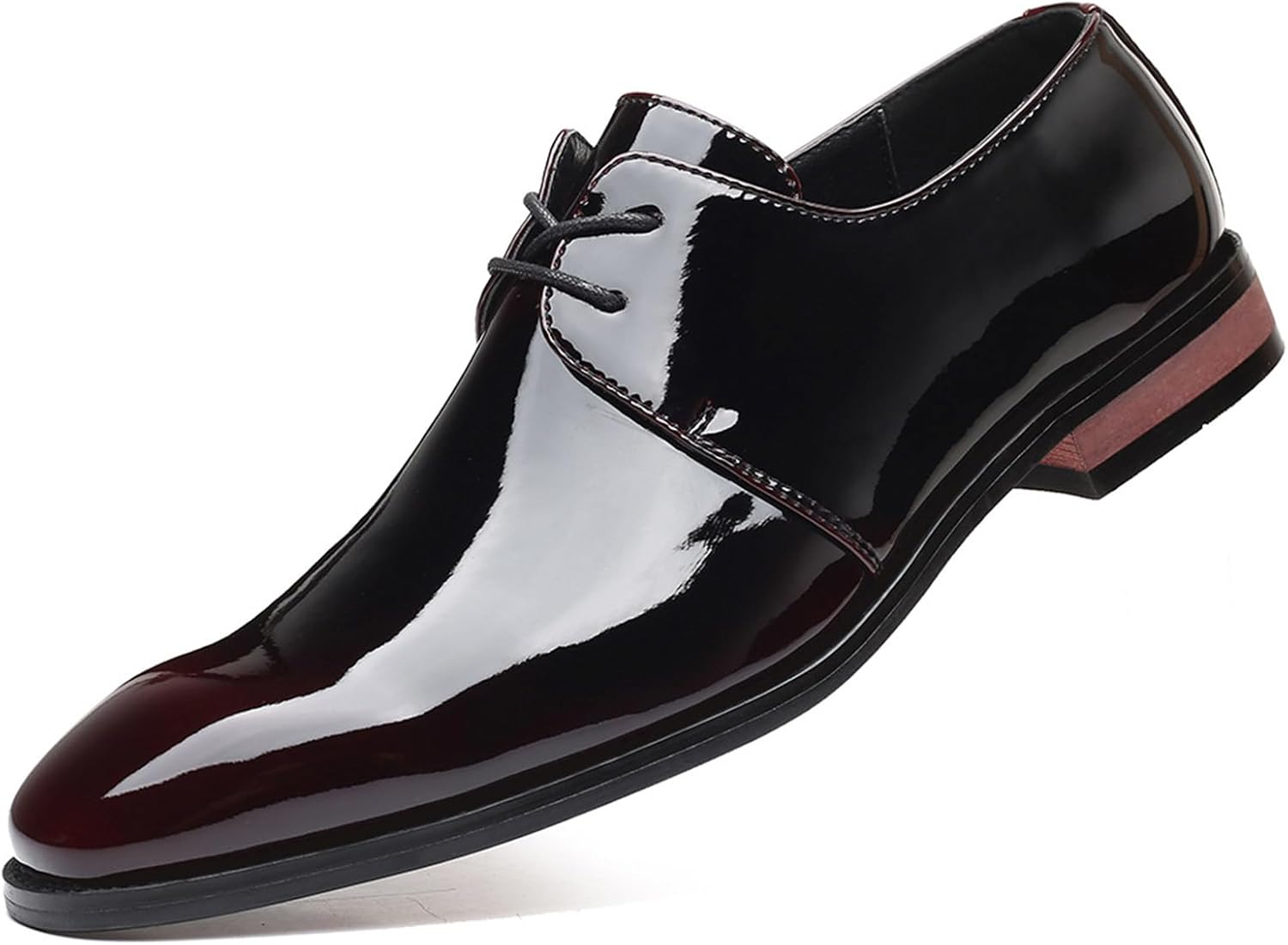 

Мужские классические туфли KYOESCAI с отделкой Вингтип, на шнуровке, для деловых и официальных мероприятий, из блестящей лакированной кожи, красный