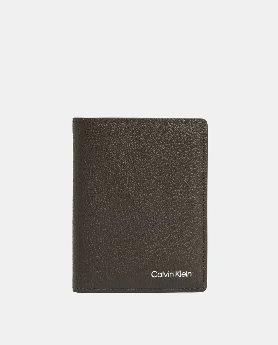 

Мужской кожаный кошелек с двойным складыванием Calvin Klein, чёрный