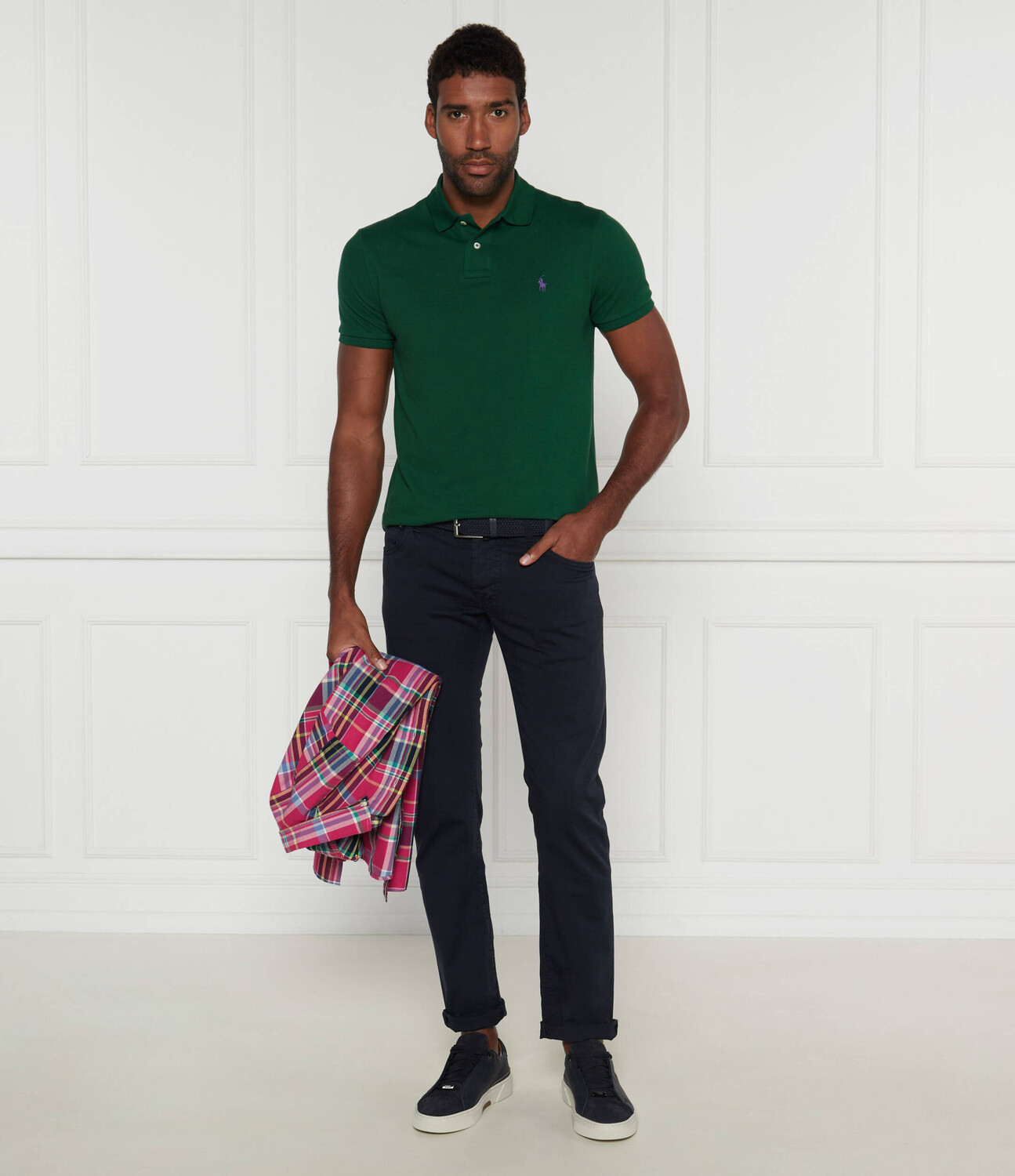 Поло POLO RALPH LAUREN Custom slim fit, цвет verde bottiglia — фото 2