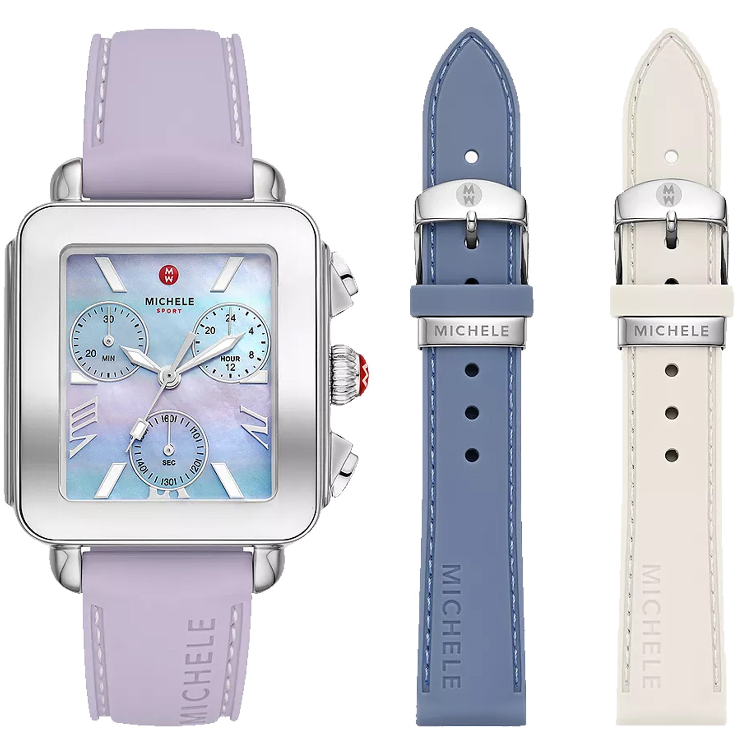 

Женские часы Michele Deco Sport с фиолетовым циферблатом MOP