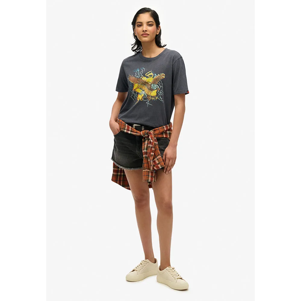 Футболка с коротким рукавом Superdry Biker Rock Graphic Relaxed, серый — фото 3