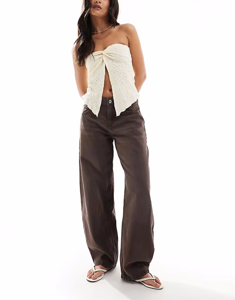 

Джинсы Bershka ballon wide leg в выстиранном коричневом цвете