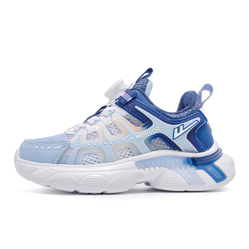 

WARRIOR Детские противоскользящие и износостойкие дышащие низкие кроссовки для бега light blue white dark blue kids