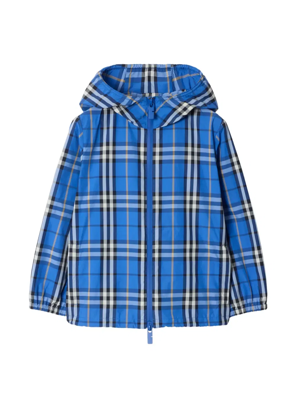Нейлоновая куртка с капюшоном в клетку Burberry Kids, синий
