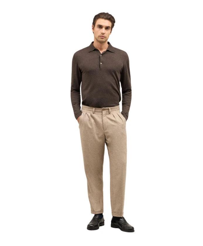 

Фланелевые брюки с двойными складками на поясе. Boglioli, бежевый