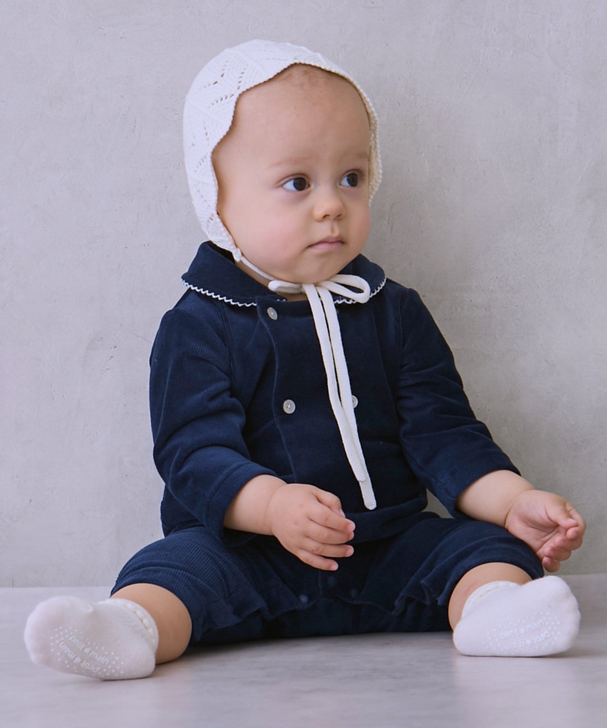 Комбинезон с двубортным воротником Petit Main, navy blue