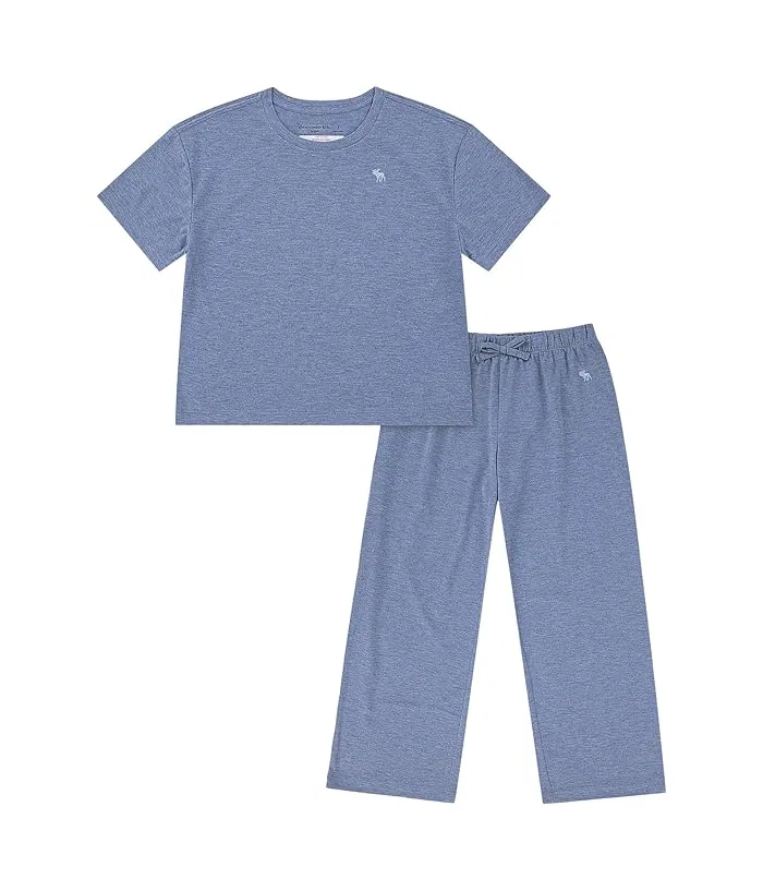 Пижама из полиэстера Boxy Tee & Pants Sleep Set abercrombie kids, Anf Colony Blue Heather