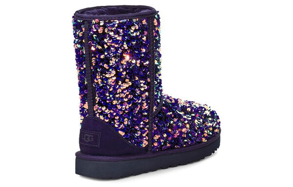 Кроссовки классические короткие звездные блестящие зимние сапоги Ugg, фиолетовый — фото 4