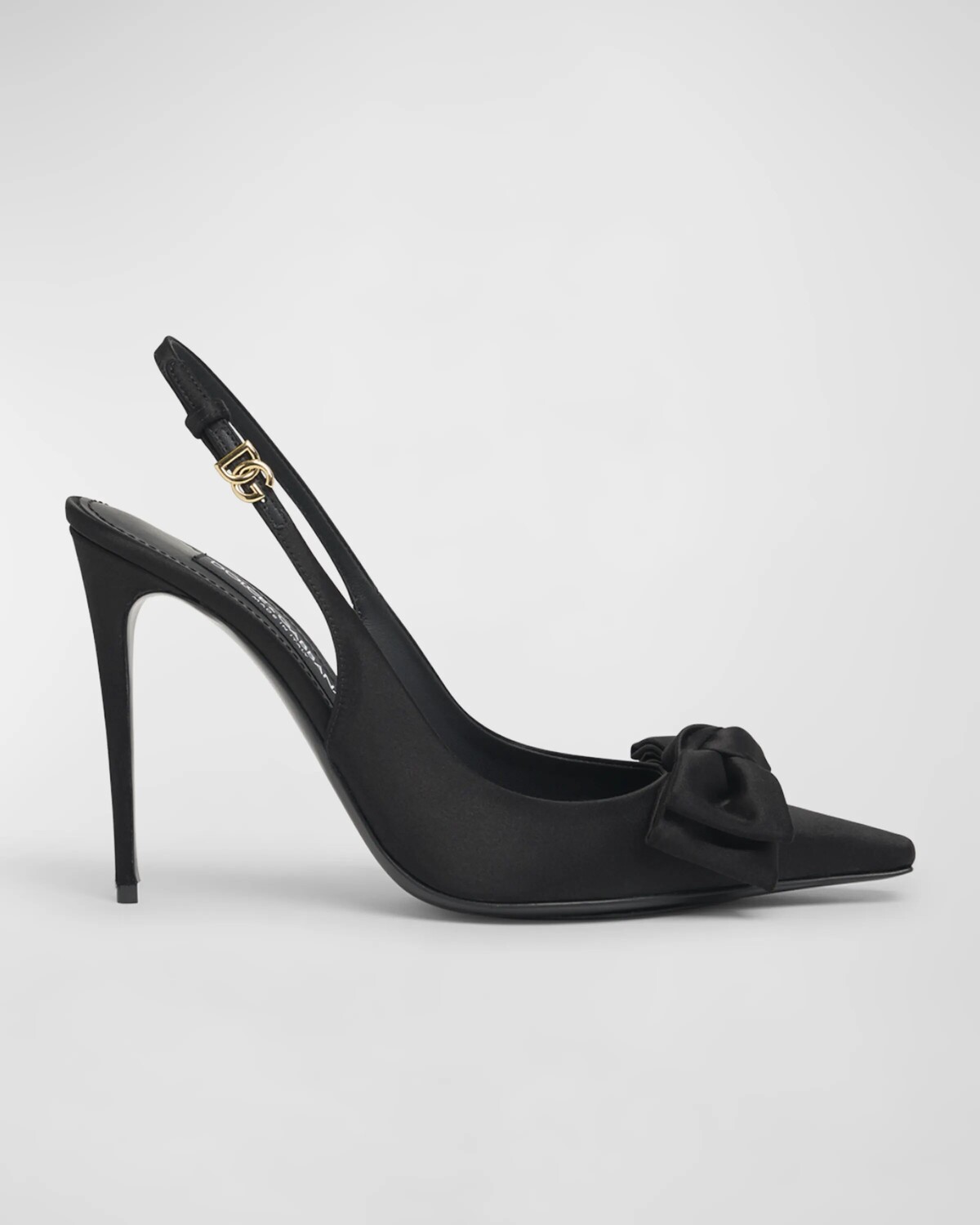 Атласные туфли на пятке с бантом Dolce&Gabbana, цвет Nero