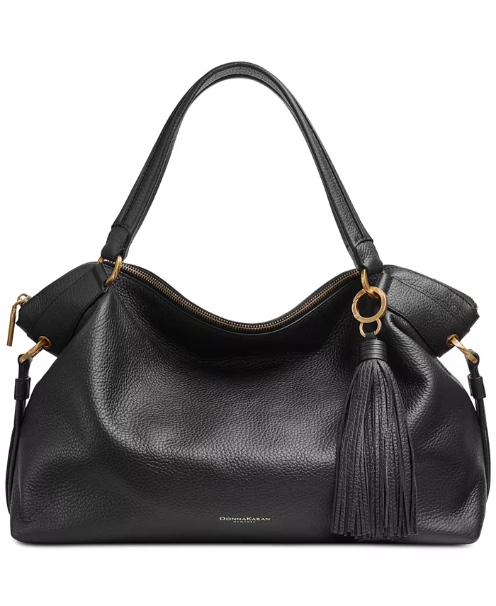 

Кожаная сумка Glenwood с ручкой сверху и кисточкой Donna Karan New York, серый