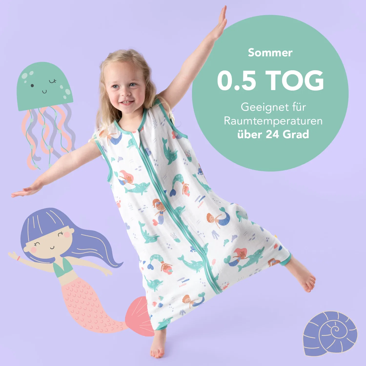 Спальный мешок с ножками 0.5 TOG Schlummersack, белый-бирюзовый — фото 4