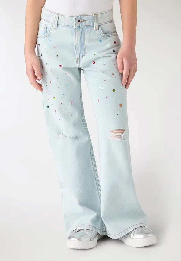 Брюки джинсовые с пайетками Applicazioni Terranova Blue Denim Chiaro, светло-голубой — фото 2