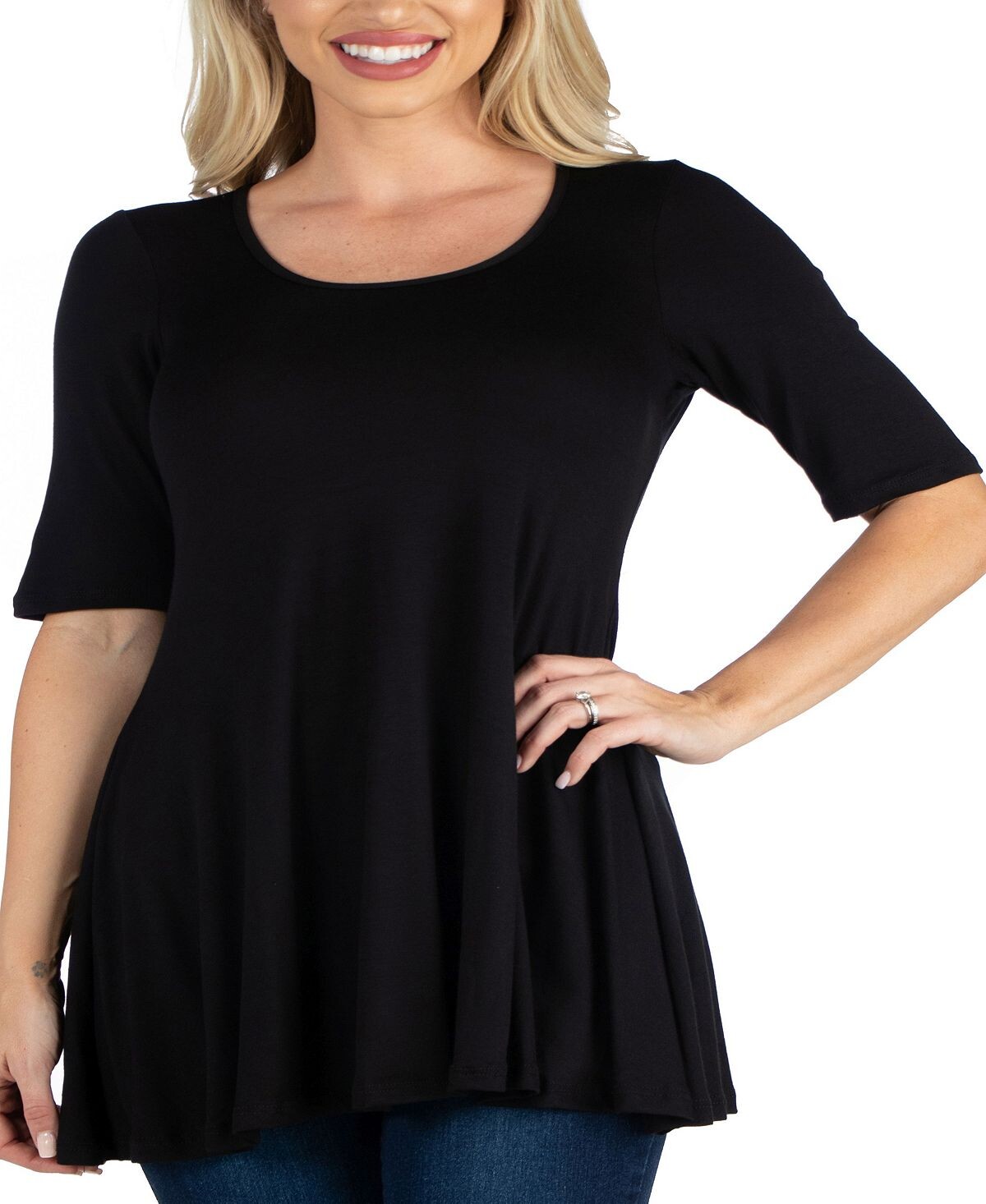 

Женский топ-туника с рукавами до локтя 24seven Comfort Apparel, черный
