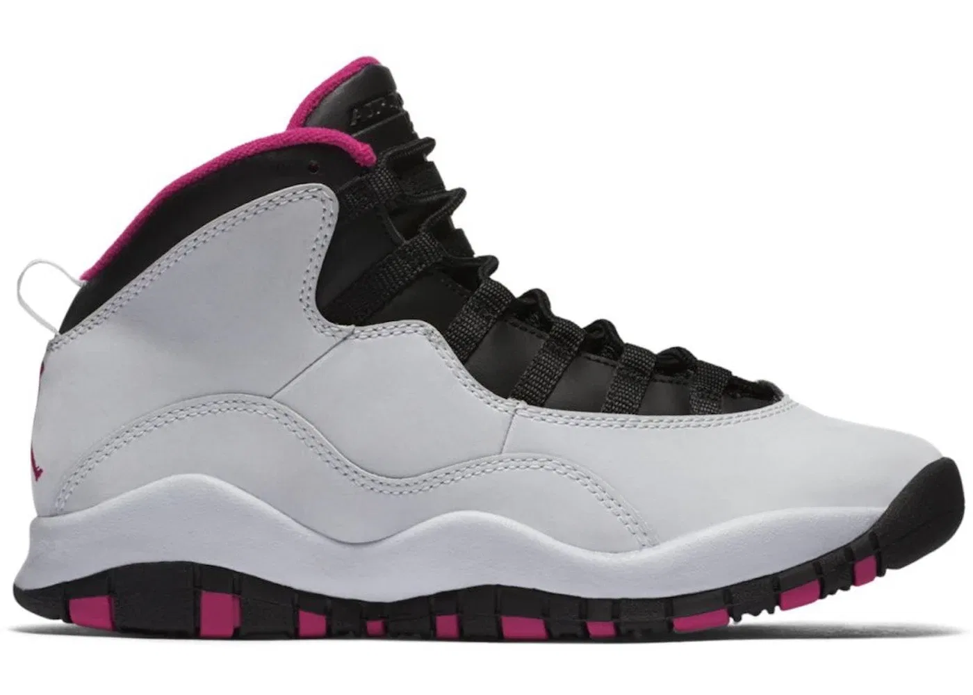 Детские кроссовки с длинным шнурком Jordan 10 Retro Jordan, Pure Platinum/Black-Vivid Pink
