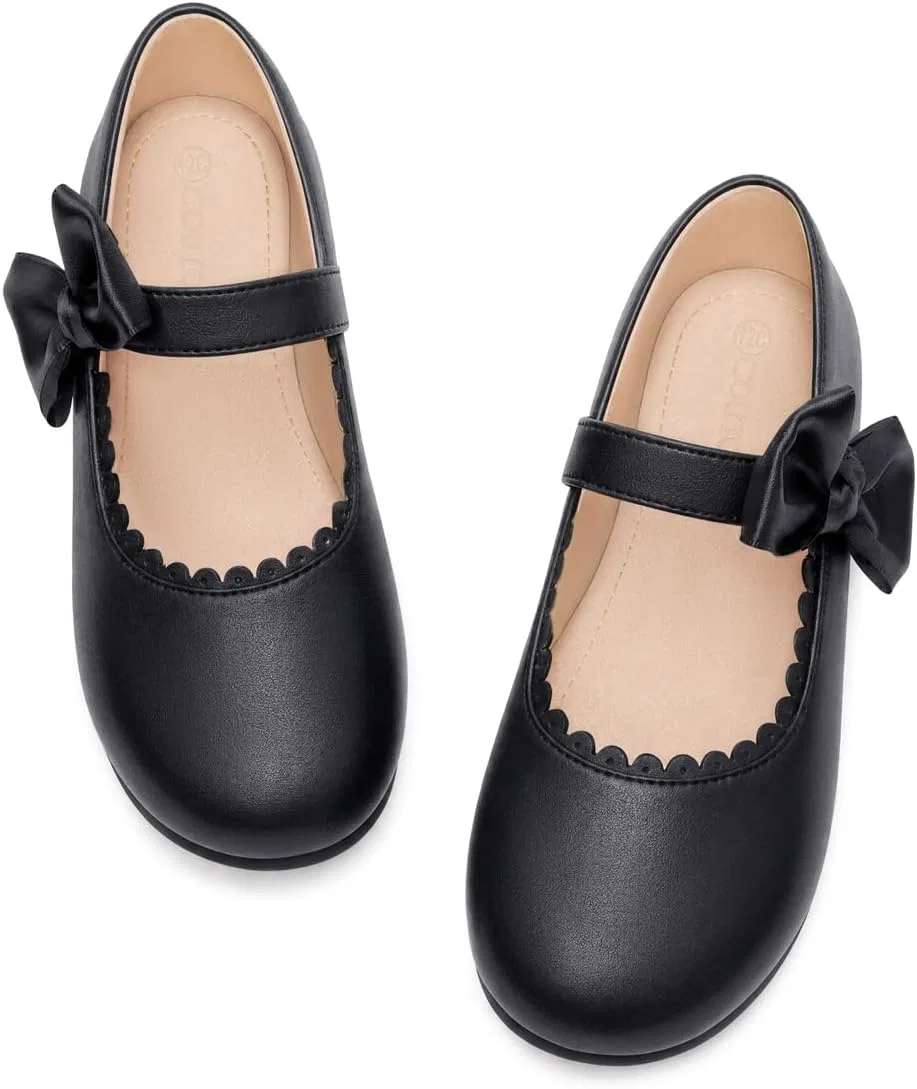 Детские туфли Мэри Джейн для девочек с бантом Coutgo, Black